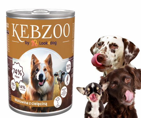 Zestaw: Karma mokra KEBZOO wołowina z cielęciną superfoods 24x400g
