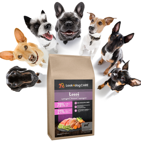 Karma Look4dog CARE łosoś pstrąg mała rasa 6kg + KEBZOO jagnięcina 3x400g