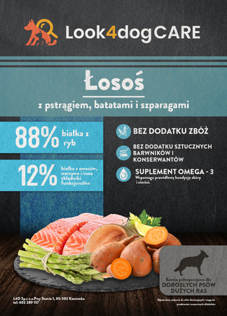 Zestaw karma Look4dog CARE 12 kg + duża szczotka