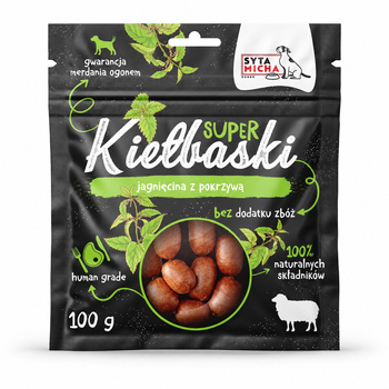 Przysmak dla psa: kiełbaski z jagnięciną i pokrzywą 100 g