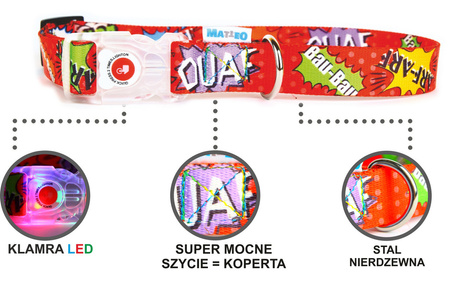 Obroża dla psa LED nowojorski styl super kolorowa