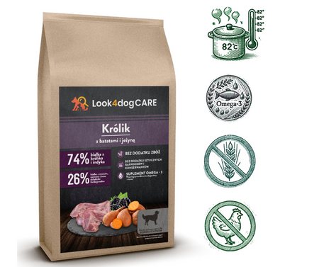 Karma Look4dog CARE królik 6 kg + KEBZOO jagnięcina 3x400g
